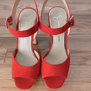 Jessica Simpson orange platform heels